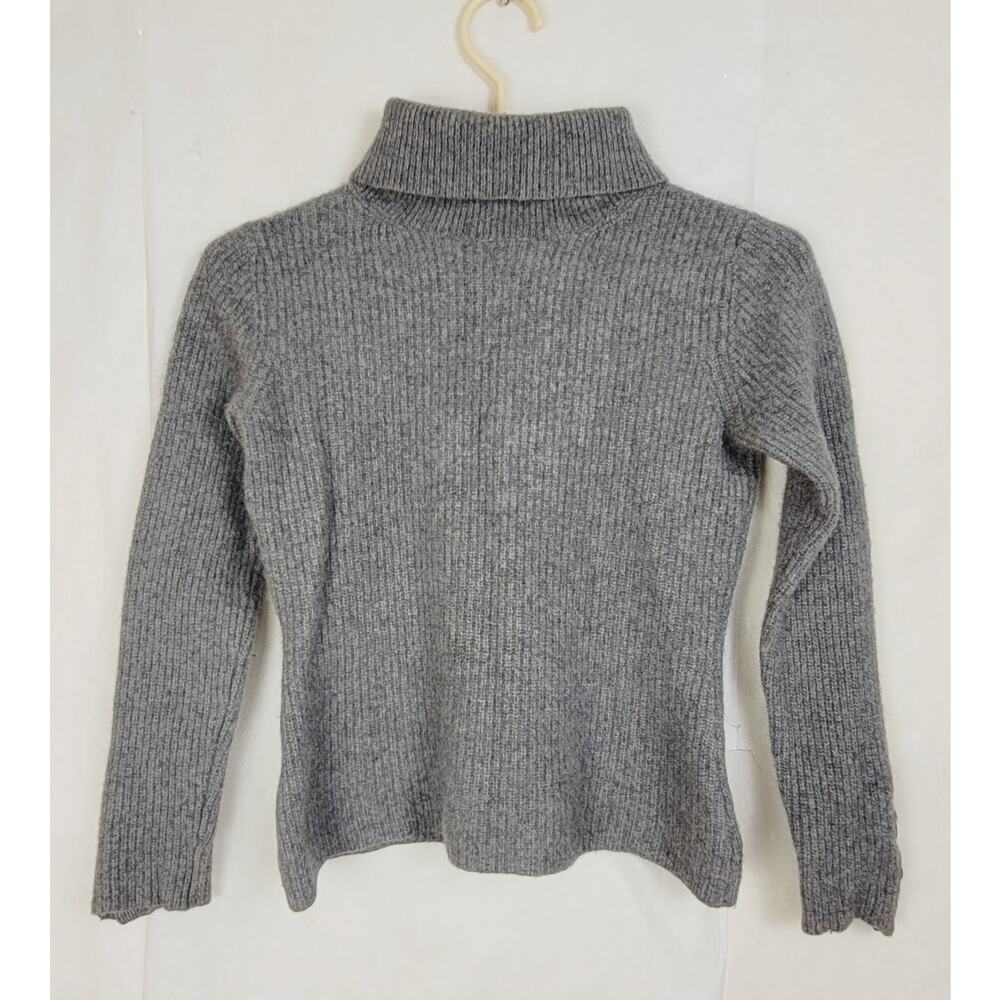 Brooks Brothers grey 100% cashmere turtleneck sweater Size medium womens Luxe